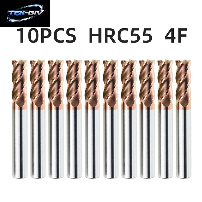 TOOLEYE HRC55 CNC Fräser Hartmetall-Schaftfräser 4 Flöten Maschine Cutter Werkzeuge Für Metall 3 5 6 8 Schaft Wolfram Stahl Schaftfräser