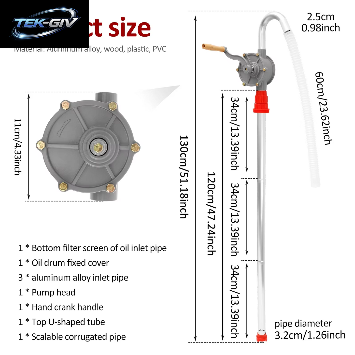 Handpumpe, Kurbelpumpe, Öl, Diesel-Fasspumpe, 55 Gallonen, Verstellbare Trommelpumpe, Outdoor, Auto, Transfer, Saugpumpen, Benzinöl