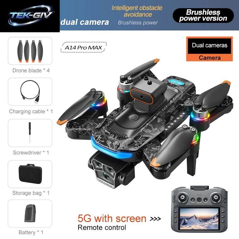 Xiaomi A14 Promax Drone Bürstenlosen Motor 8K HD Drei Kamera GPS Optischen Fluss Hindernis Vermeidung Faltbare Quadcopter Drone Spielzeug