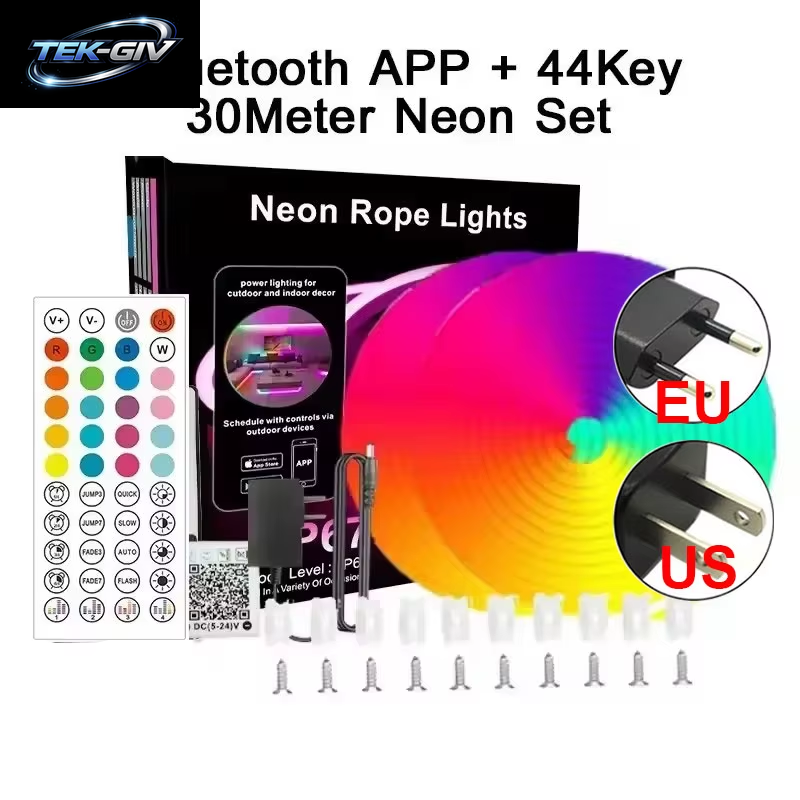 DC24V Silikon RGB Neon Led-Lichtstreifen Für Kinderzimmerbeleuchtung Bluetooth App-Steuerung 5M 10M 15M 20M 30 Meter Neon-Seilband