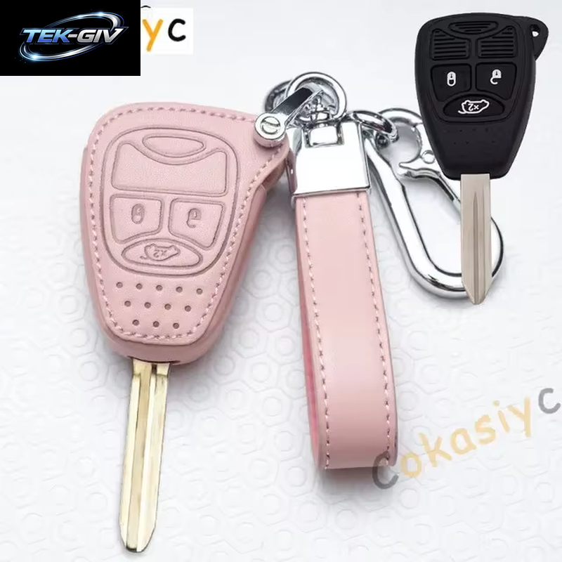 Für Chrysler Pacifica Aspen 300 Dodge Caravan Jeep Wrangler JK Commander Grand Cherokee Zubehör Leder Auto Schlüssel Fall Abdeckung