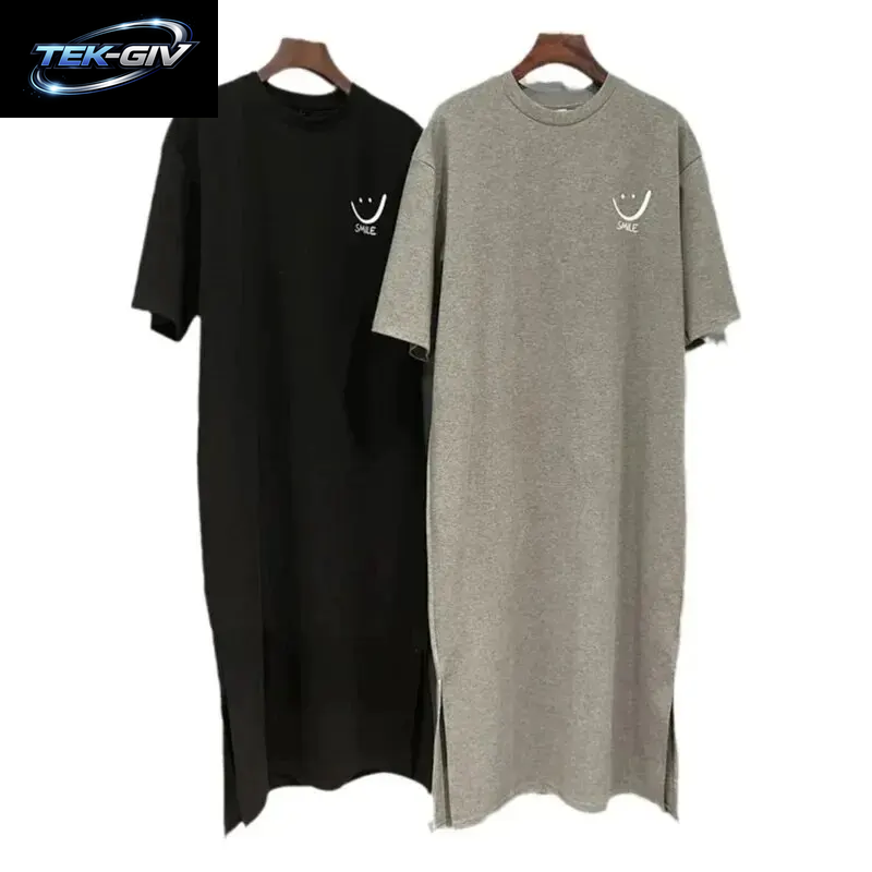 Frauen Sommer Neue Kurzarm T-Shirt Kleid Lose Mittlere Länge Über Knie Kleid