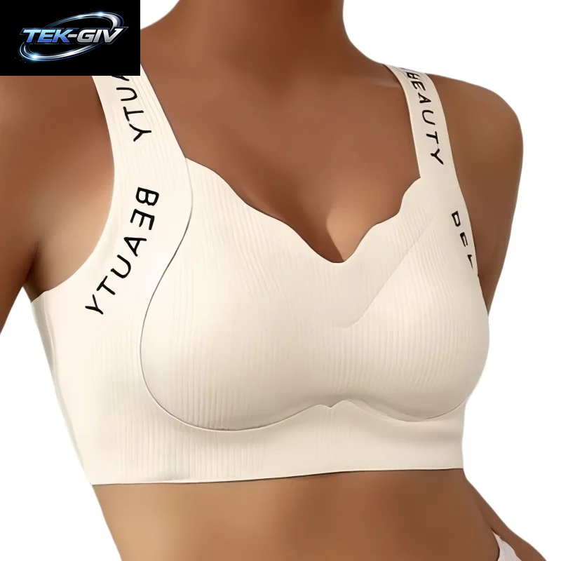 Gerippte Push-Up-Bhs, Kabelloser BH, Nahtlose Damenunterwäsche, Übergröße, Wellenausschnitt, Breiter Träger, Sexy Dessous, M-3XL