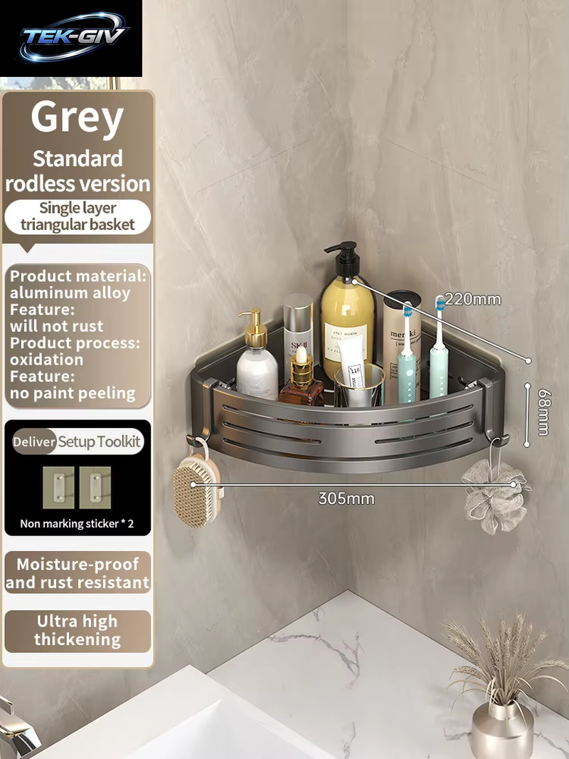 Keine Notwendigkeit, Wand Zu Bohren Für Die Installation, Badezimmerregal Aus Aluminium, Shampoo-Regal, Aufbewahrungshalter, Küchen-Organizer, Wandregal