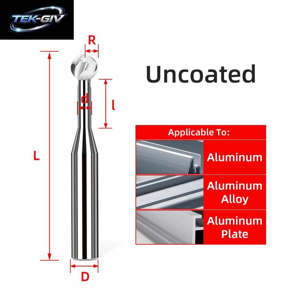 TOOLEYE Hartmetall Lollipop Kugelkopffräser Abgerundete T-Schaftfräser Wolframstahl Cnc-Fräser Cnc-Werkzeuge Für Die Metallbearbeitung