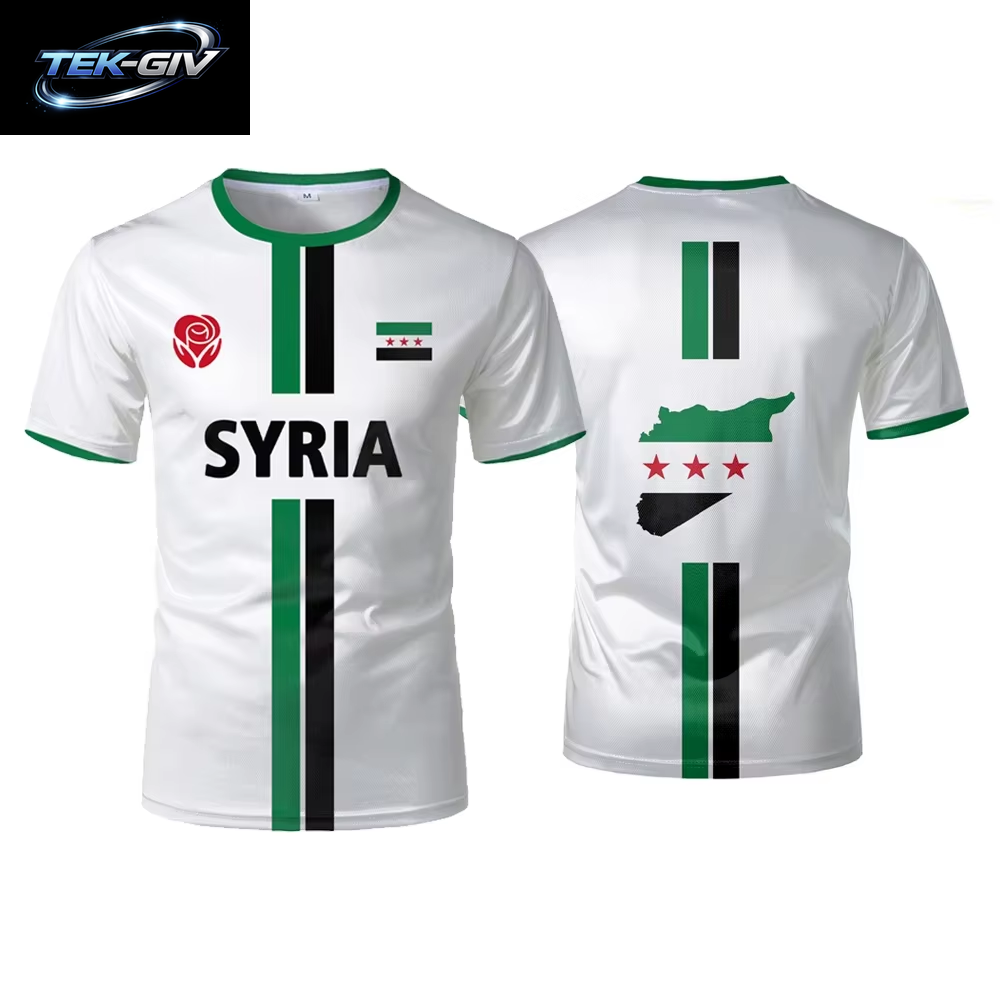Sommer Neue Syrien Fußball Jersey Männer Frauen Sport T-Shirts Straße Fußball Uniformen Casual Syrische Flagge Grafik Übergroßen Kinder Tops