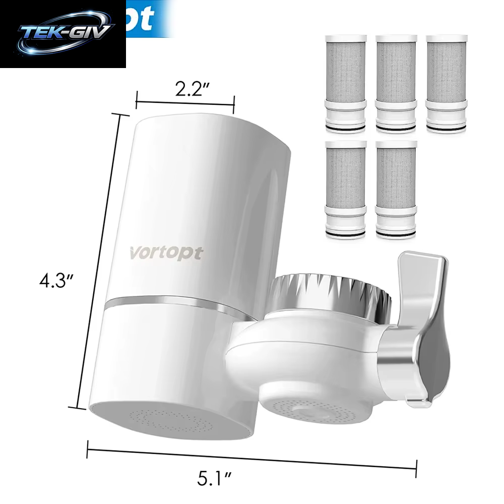 Vortopt Wasserhahn-Wasserfilter NSF International Certified, Ein Satz Mit 5 Filterkartuschen Zur Reinigung Von 400 Gallonen Wasser