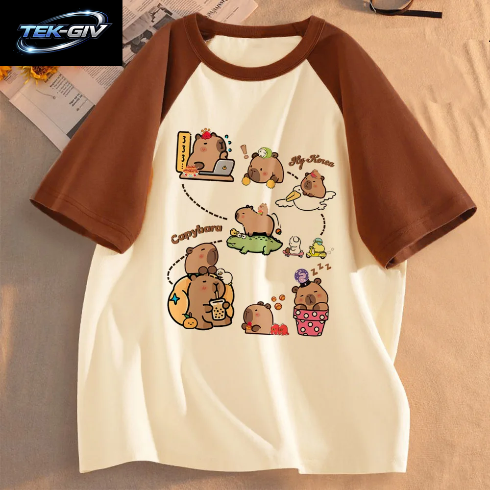 Lustige Capybara T-Shirts Männer Frauen Sommer Niedlichen Tier T Shirt Kurzarm Grafik T Shirts Streetwear Frauen Kleidung