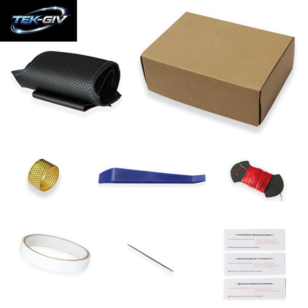 Angepasst Hand Nähen DIY Auto Lenkrad Abdeckung Schwarz Leder Geflecht Für Lenkrad Für Honda Civic Alte Civic 2006-2011