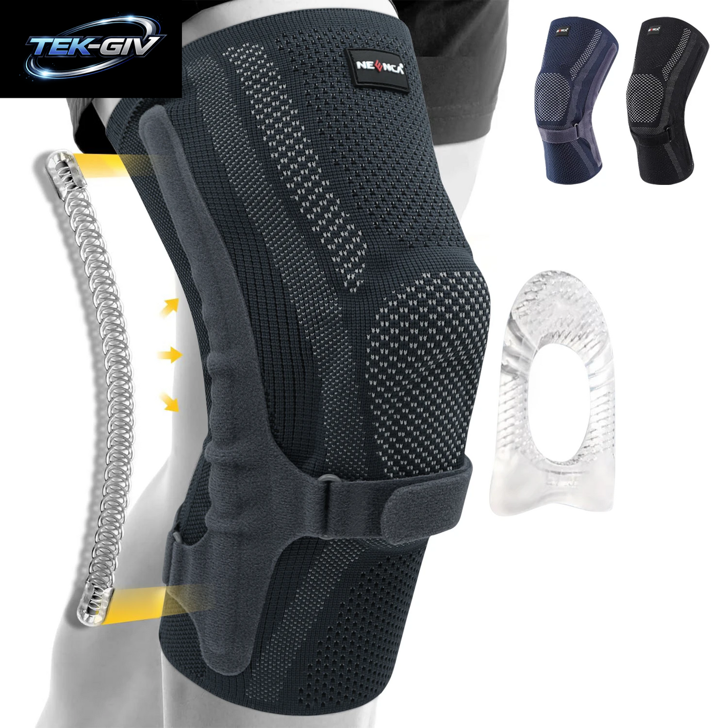 NEENCA Kniebandage Mit Patella-Pad Und Seitenstabilisatoren, Knie-Kompressionsmanschettenunterstützung Für Damen Und Herren ACL/PCL, Laufsport