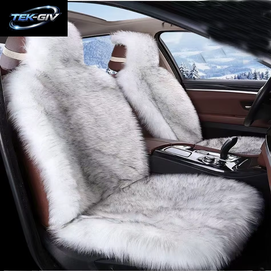 1Pcs Universal Plüsch Auto Sitz Abdeckung Faux Schaffell Sitzkissen Winter Warme Auto Künstliche Pelz Sitzbezüge Auto Zubehör