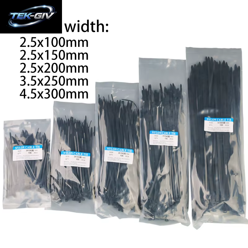 500 Stück Selbstsicherndes Nylon-Kabelbinder-Set, 3,5 X 250, 4,5 X 300, Kunststoff-Reißverschluss-Draht, 4–6–8–10–12 Zoll, Wrap, Feste Bindung, Hohe Zugfestigkeit