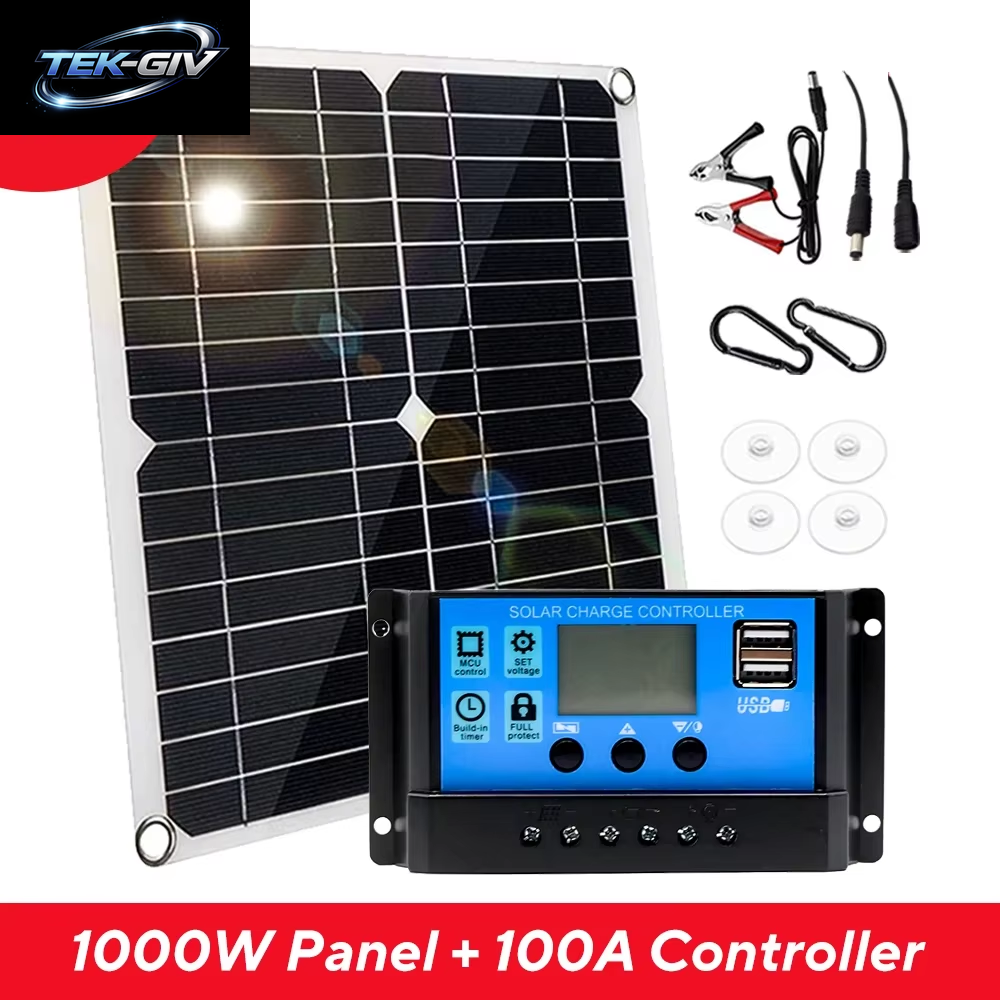 1000W Solar Panel 12V Solarzelle 10A-100A Controller Solar Platte Kit Für Telefon RV Auto Caravan Hause Camping Outdoor Batterie