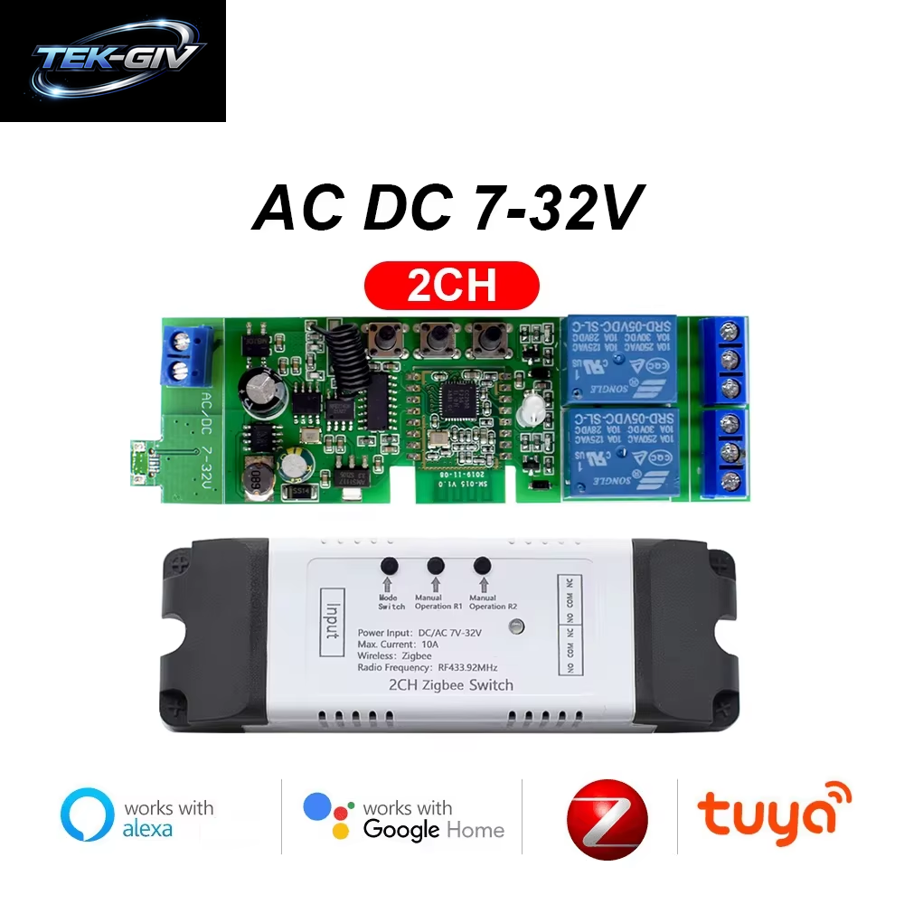 Zigbee Tuya Smart Relais Modul Auf off Controller 1/2/4CH DC 12V 24V 7-32V AC 220V Rf433Mhz Fernbedienung Licht Schalter Arbeit Mit Alexa,Zigbee-Hub Erforderlich
