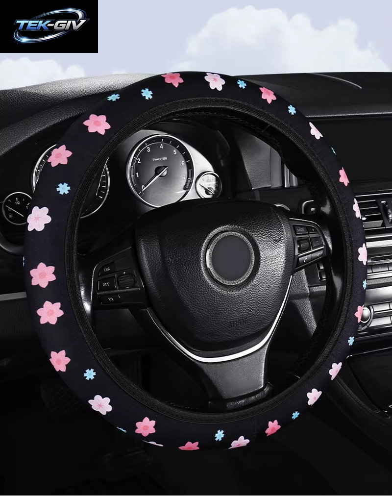 Auto Lenkrad Abdeckung Blumen Druck Anti-Rutsch Universal Auto Lenkrad Schutz Innen Zubehör Rad Abdeckung