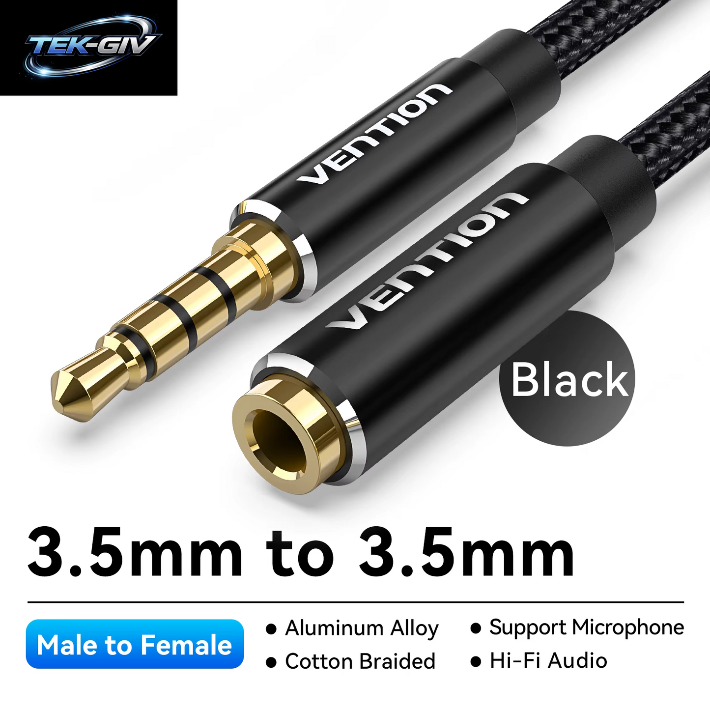 Vention Jack 3.5 Aux-Verlängerungskabel Für Auto, Laptop, Mini-Pc, TV, Xiaomi, Huawei, Stereo, 3,5 Mm Klinke, Kopfhörer, Lautsprecherkabel, Auxiliar