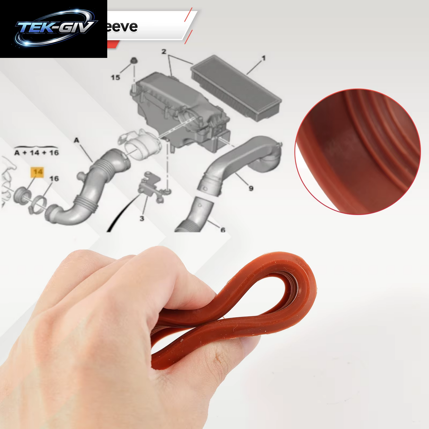 Gummi-Turbo-Luftrohrhülse, Passend Für PEUGEOT 206 207 307 308 407 EXPERT PARTNER CITROEN C2 C3 C4 PICASSO 1.6 HDI 1434C8 1434.C8