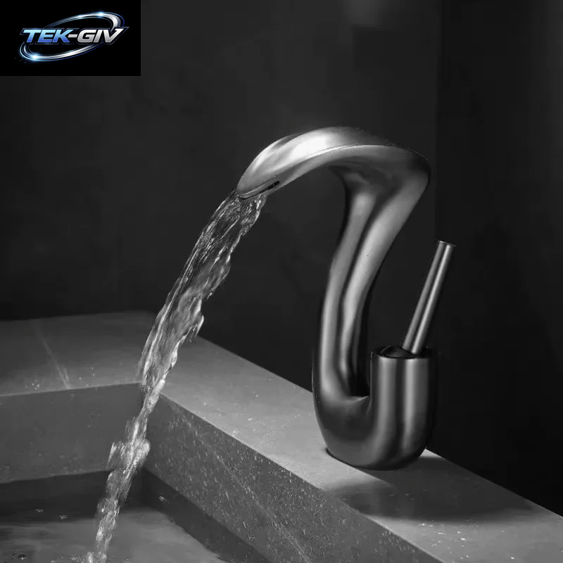 Weißer Cobra-Design Badezimmer-Waschtischhahn – Wasserfall-Mischbatterie Mit Kalt- Und Warmwasser-Keramikventil, Wassersparend, Weiß