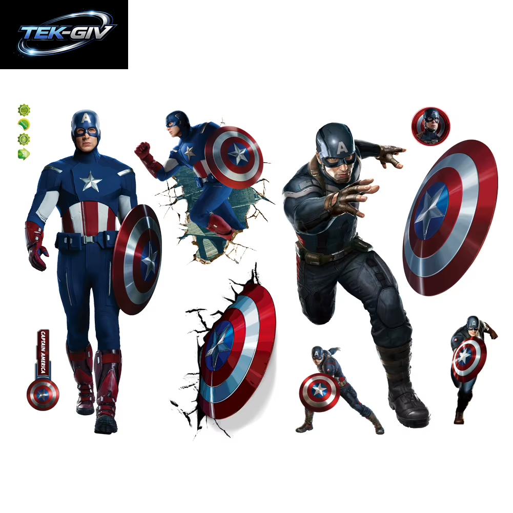 Spiderman Super Captain America Hulk Heroes Wandaufkleber Für Kinderzimmer, Zuhause, Schlafzimmer, Pvc-Dekor, Cartoon-Film, Wandaufkleber