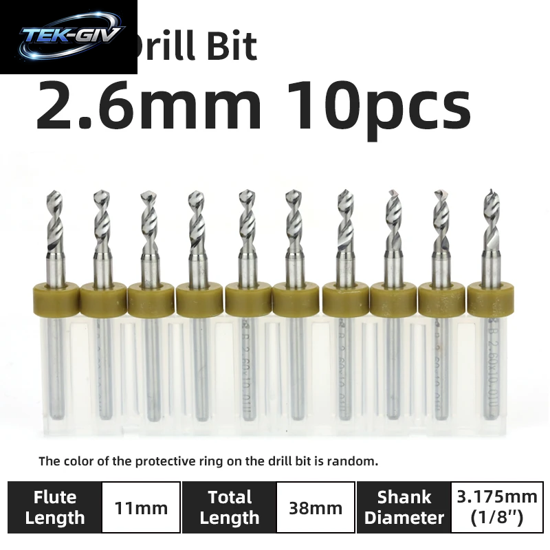 TOOLEYE 10-Teiliges Pcb-Bohrer-Set, Mikrobohrer, Leiterplatte, 1/8 Zoll Schaft, Mini-Cnc-Bohrer, 0,1–3,175 Mm Bohrwerkzeuge