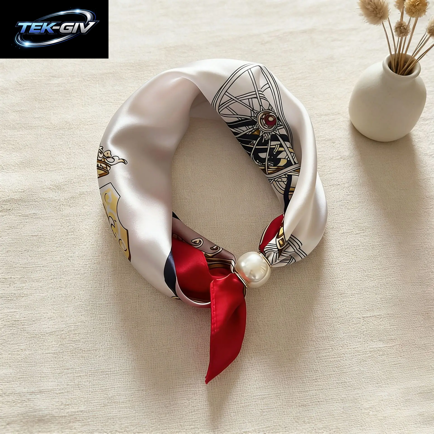 Schal-Kette Aus Seide Mit Magnetischem Anhänger, Dünner Perlen-Halstuch-Verschluss, Haarband, Schleifenband, Foulards Für Damen, Luxusmarken