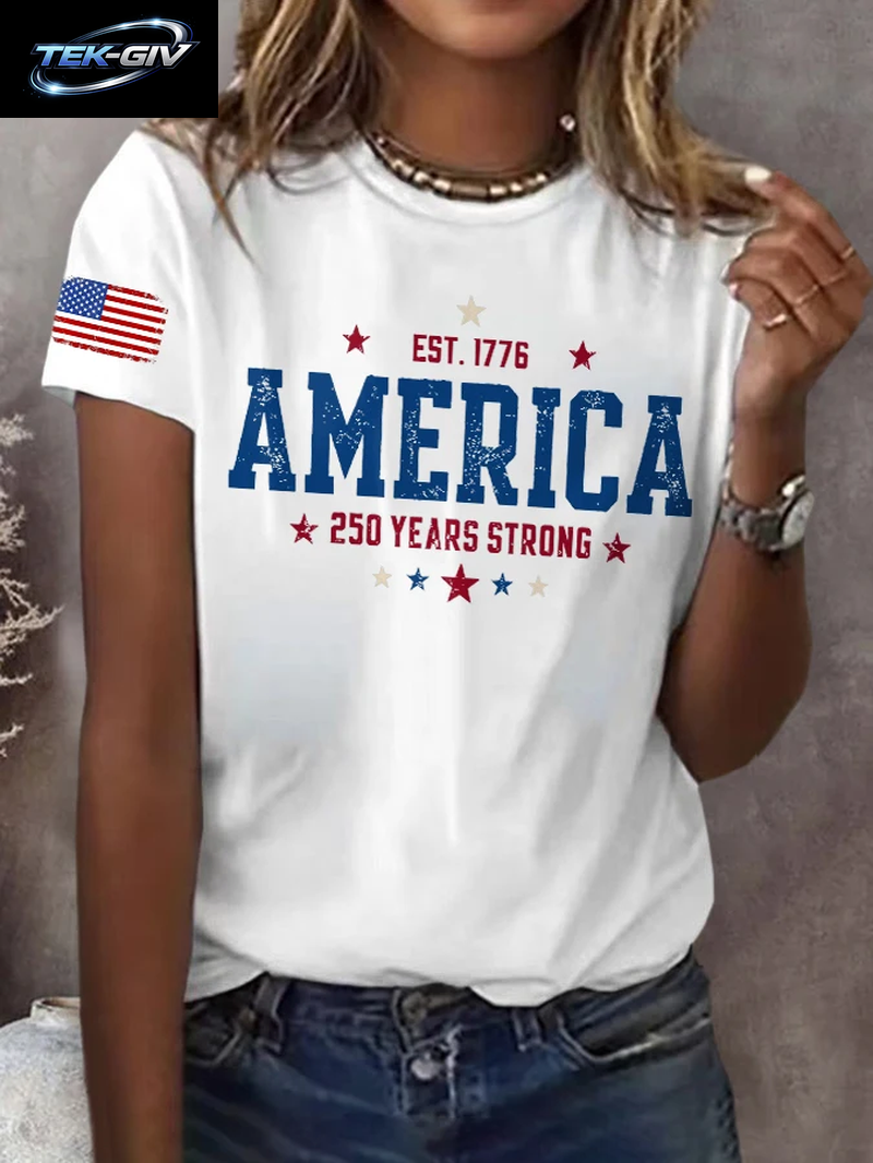 Retro America 250 Years Strong Est 1776 Patriotisches Usa-T-Shirt Zum 250. Jahrestag Mit Aufdruck Für Damen