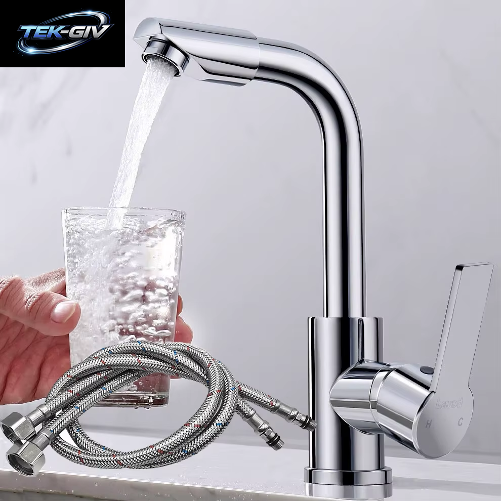 360 ° Rotierender Waschbecken-Wasserhahn Für Küche Und Bad, Warm- Und Kaltwasserhahn Mit Doppeltem Verwendungszweck, Spritzwassergeschützt