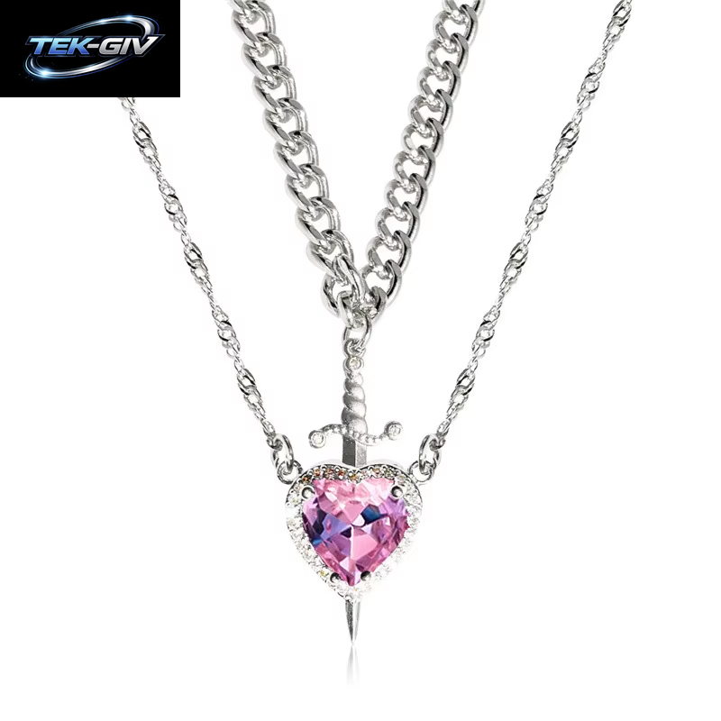 Herz Schwert Paar Halskette Romantische Valentinstag Geschenk Schmuck Sterling Silber Passendes Set Für Frauen Männer
