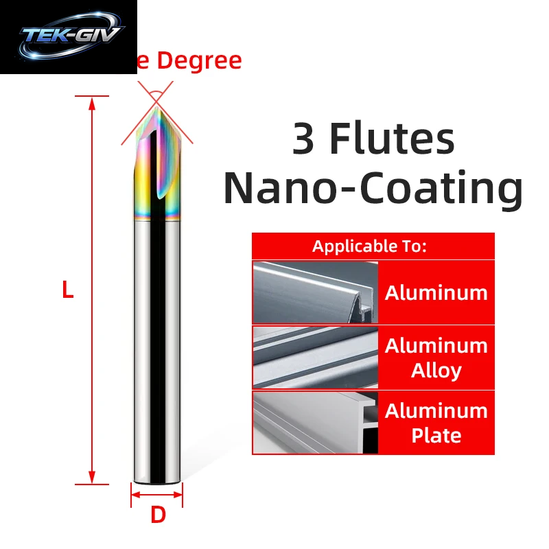 TOOLEYE Hartmetall-Fasenfräser 60 90 120 ° Wolframstahl-Cnc-Fräser, 2 Und 3 Nuten, Anfasmühle, Metallschneider, Schaftfräser