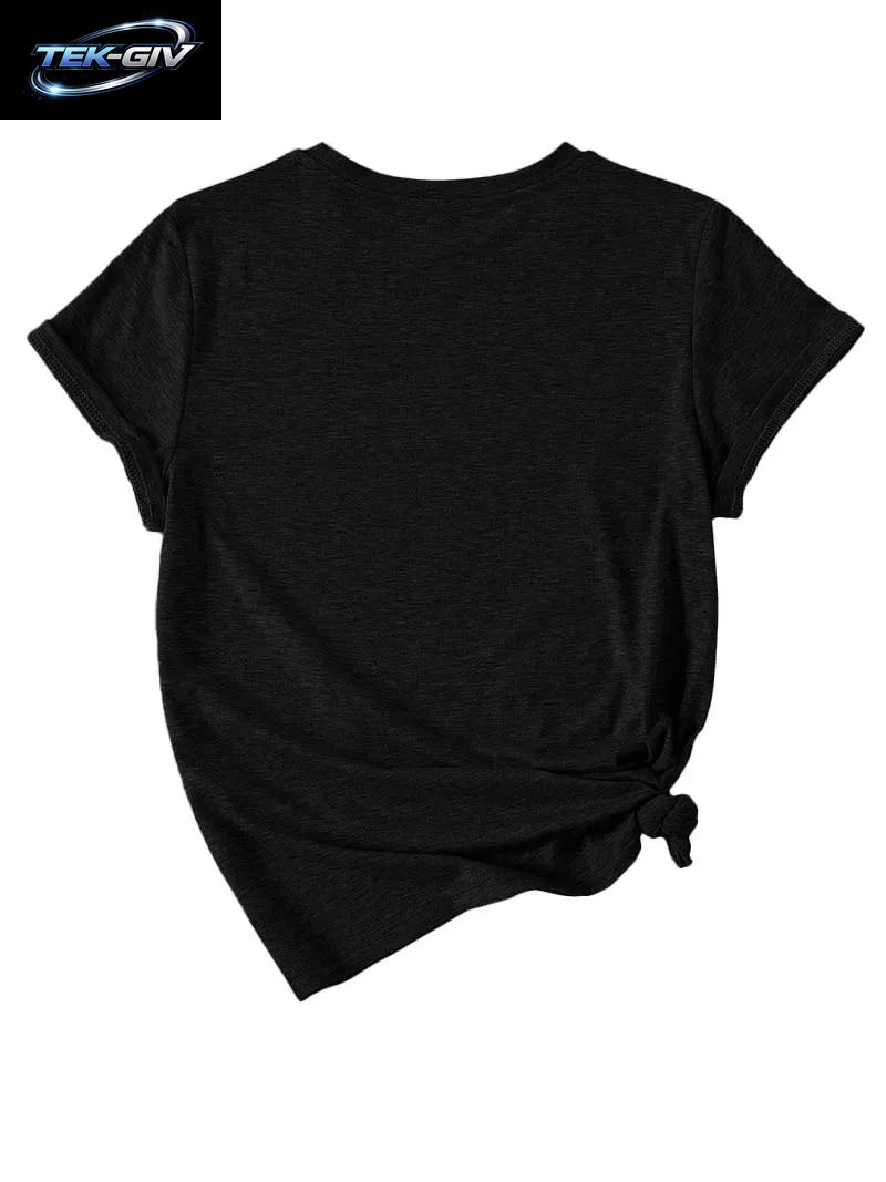 Lässiges Grafik-T-Shirt Für Damen – „Nightmare before Coffee“-Skelett-Kunstdruck, Schwarz, Kurzärmelig, Rundhalsausschnitt, Sommer-Streetwear