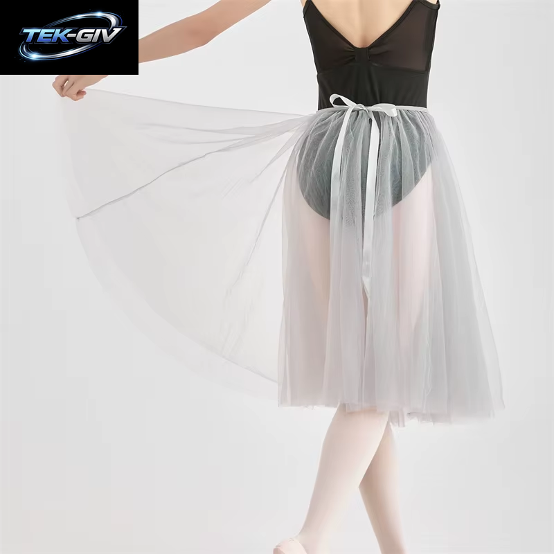 Heißer Verkauf 2 Schichten Weiche Kinder Mädchen Kinder Ausbildung Dancewear Weiß Blau Grau Ballett Tanz Röcke Halb Tüll Röcke