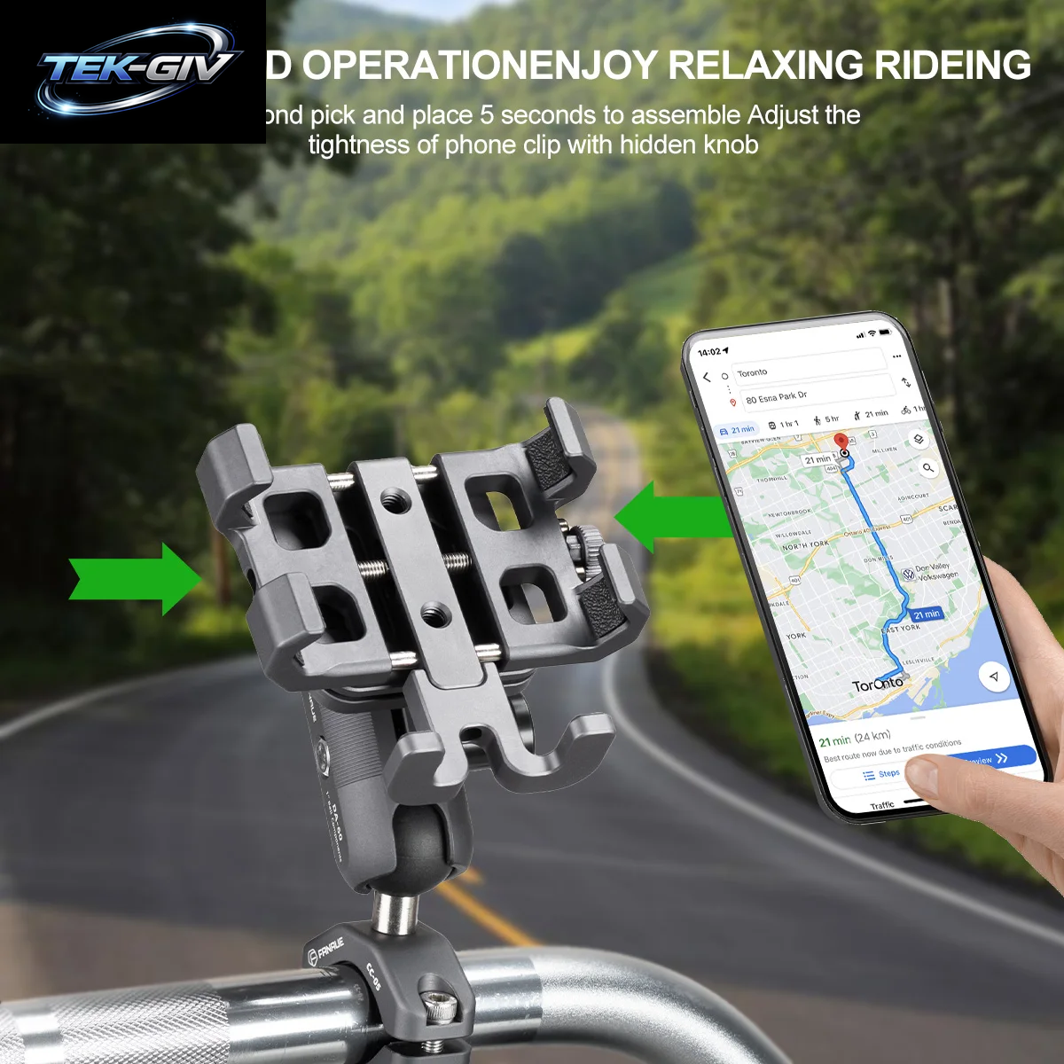 FANAUE Motorrad Fahrrad Handyhalter Halterung Aluminiumlegierung Mit Vibrationsdämpfer ATV/UTV Fahrrad Roller Lenker GPS Clip