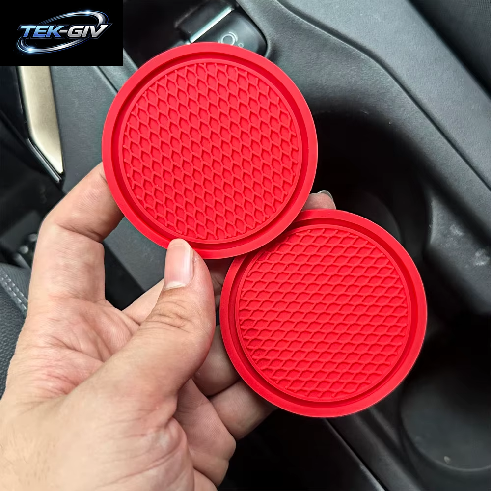 2 Stücke Schwarz Auto Auto Tasse Halter anti Slip Einsatz Untersetzer Pads Innen Zubehör Für Die Meisten Tassen Zubehör