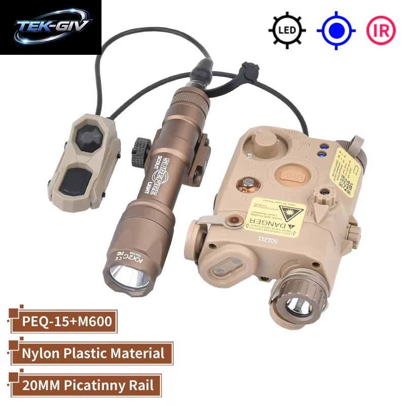 WADSN Taktische PEQ 15 Rot/Grün/Blau Laser & SF M300A/M600C Taschenlampe & AXON Remote Sitch Set IR Fülllicht Für Airsoft Jagd