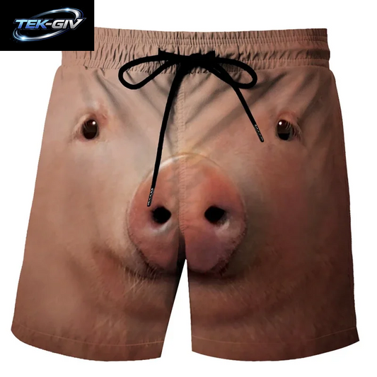 Lustige Tier-Schwein-3D-Druck-Sportshorts Für Herren, Schnelltrocknend, Atmungsaktiv, Für Outdoor, Straße, Urlaub, Strand, Freizeit, Eltern-Kind-Kleidung, Hosen