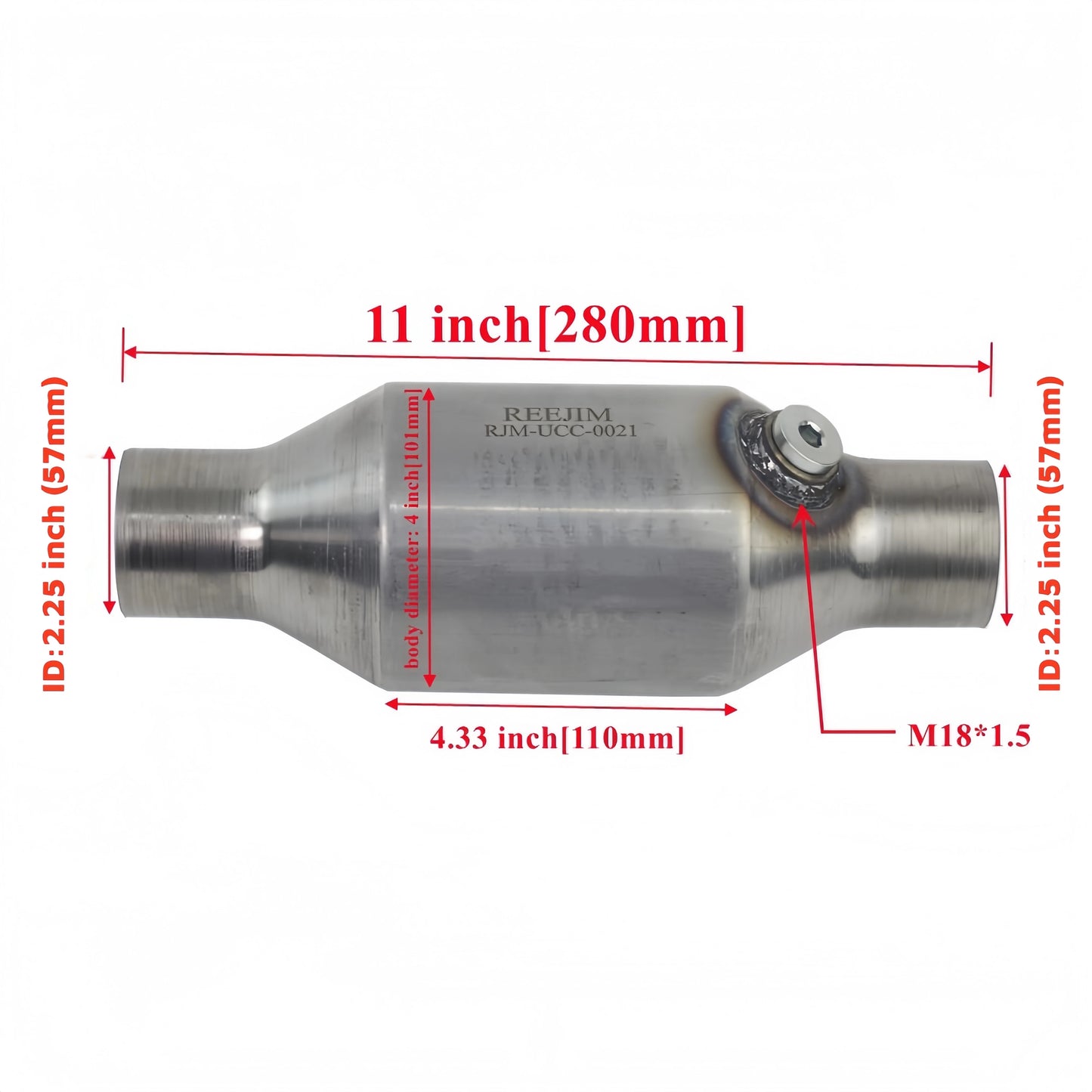 EURO 4 2'' 2,25'' 2,5'' Einlass/Auslass Universal-Katalysator Mit Hohem Durchfluss Und M18*1,5 O2-Anschluss 600 Cpsi Keramik