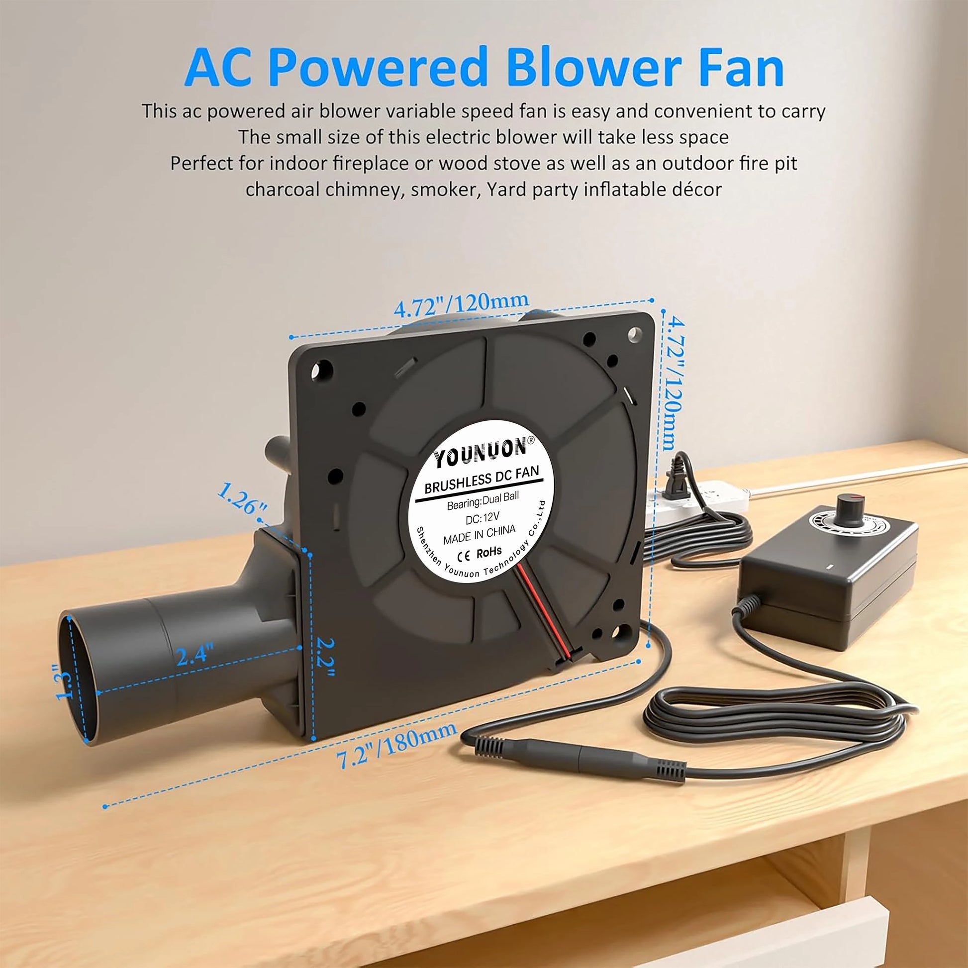 BBQ 120MM Gebläse DC 12V 120Mm X 32Mm Radial Lüfter Variable Geschwindigkeit Controller Grill Fan Für Camping Herd Kochen