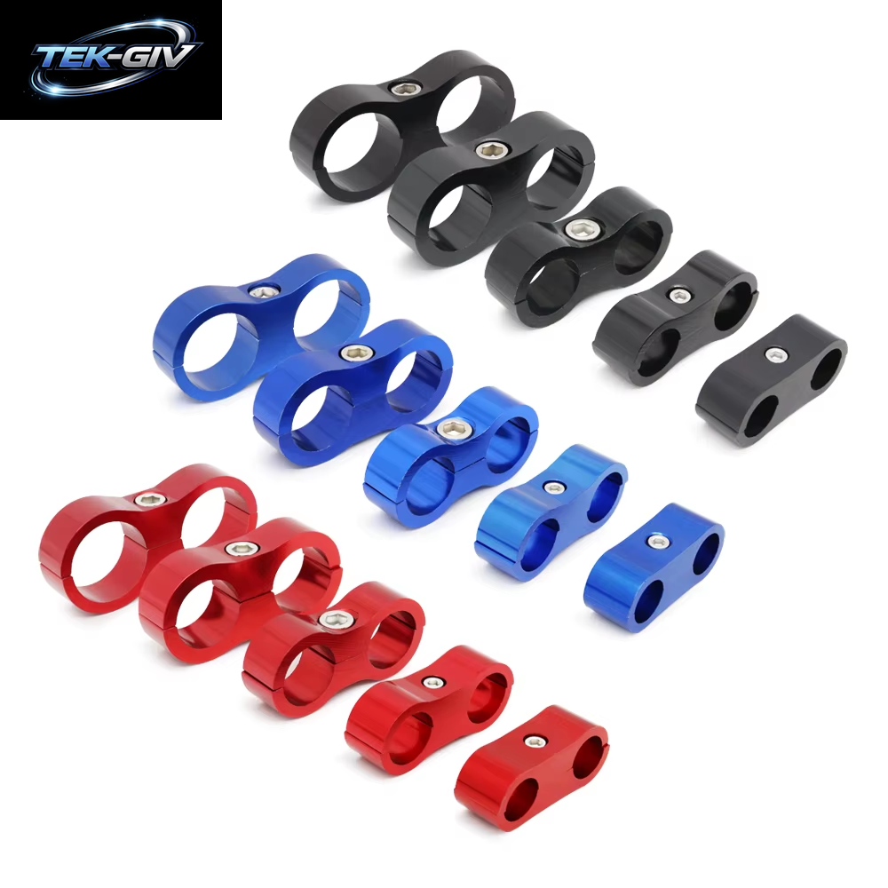 Schwarz/Rot/Blau AN4 AN6 AN8 AN10 AN12 Geflochtene Gummi-Schlauchleitungsklemme Aluminium Eloxierter Leitungsabscheider Separator Trennklemmensatz