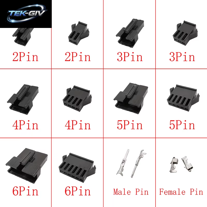 Schwarz JST SM 2,54Mm Pitch Stecker 2/3/4/5/6/7/8 Pin Männlich Weiblich Stecker Gehäuse Draht Anschlüsse Kunststoff Shell Crimp Pin Terminal
