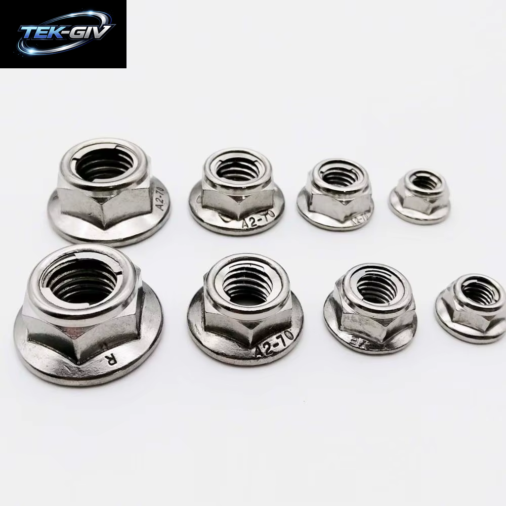 2 Stücke M4-M12 304 Edelstahl Vorherrschende Drehmoment Art Alle Metall Einsatz Sechs Kant Verriegelung Mutter Mit Flansch Hex Selbstsicher Nde Gb6187