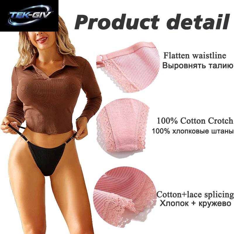 FINETOO 5 Teile/Satz Sexy G-String Höschen Baumwolle Frauen Unterwäsche Verstellbare Taille Mädchen Weibliche Pantys Bikini Dame Thongs Dessous