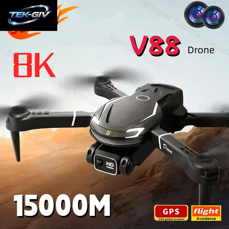 Drohne V88 8K 5G Professionelle Hd-Doppelkamera Luftbildfotografie 15000M Fernsteuerung Fluggerät Faltbarer Quadcopter 2026 Neu