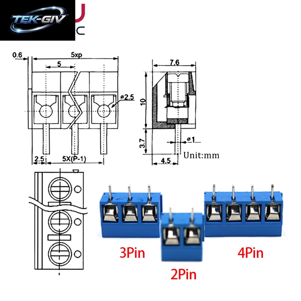 10 Stücke 50 Teile/Los KF301-5.0-2P KF301-3P KF301-4P Pitch 5,0Mm Gerade Pin 2P 3P 4P Schraube PCB Terminal Block Stecker Blau Grün