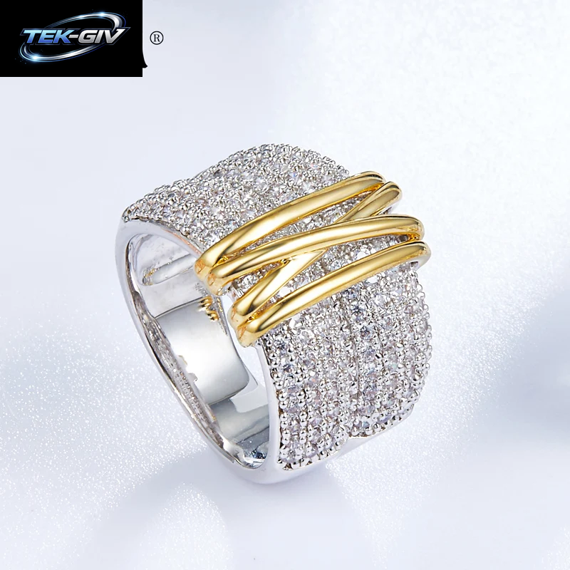 LAYA 100 % 925 Sterling Silber Mode Retro Licht Gold Multi-Linie Glänzende Zirkon Ring Für Männer Frauen Party Exquisite Edlen Schmuck