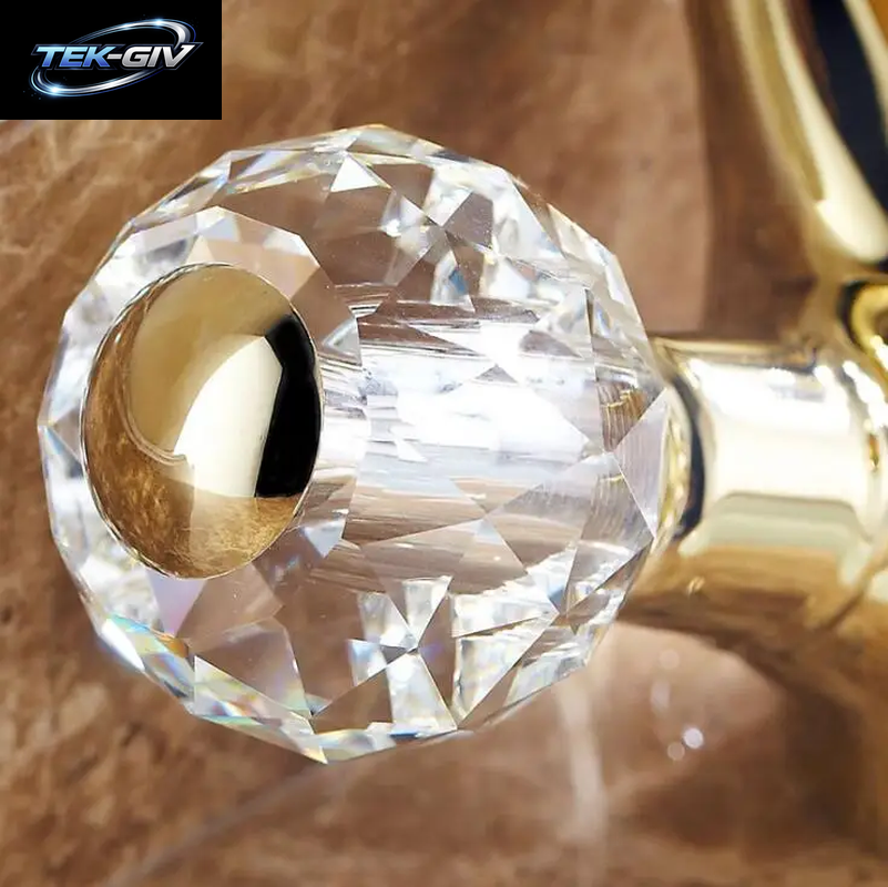 Neue Becken Armaturen Gold Messing Kristall Griff Bad Wasserhahn Wasserhahn Wc Mixer Wasserhahn Deck Montiert Becken Waschbecken Kran Wasserhähne XT833
