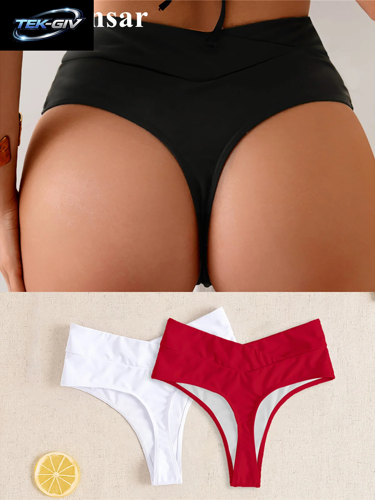 S - XL Hohe Taille Hohe Bein Cut Bikini Bottom Schwimmen Kurze Frauen Bademode Weibliche Badende Brasilianische Tanga Höschen Unterwäsche V7095