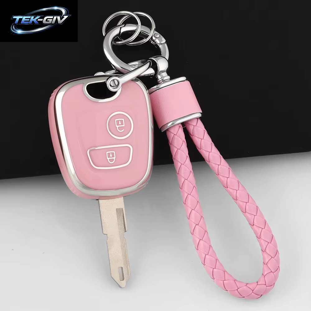Rosa TPU Auto Fernbedienung Smart Key Fall Abdeckung Shell Fob Schlüsselbund Für Peugeot 107 206 207 307 Für Citroen C1 C2 C3 C4 Für Toyota Aygo