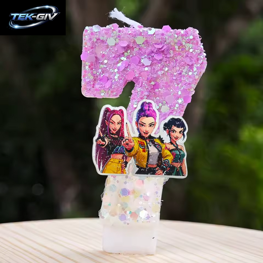 NEUE Kpop Demon Hunters Digitale Kerzen-Kuchendekoration Numi Mira Zoe Digitale Kerzen-Kuchenaufsätze Geburtstagsparty Kuchendekoration