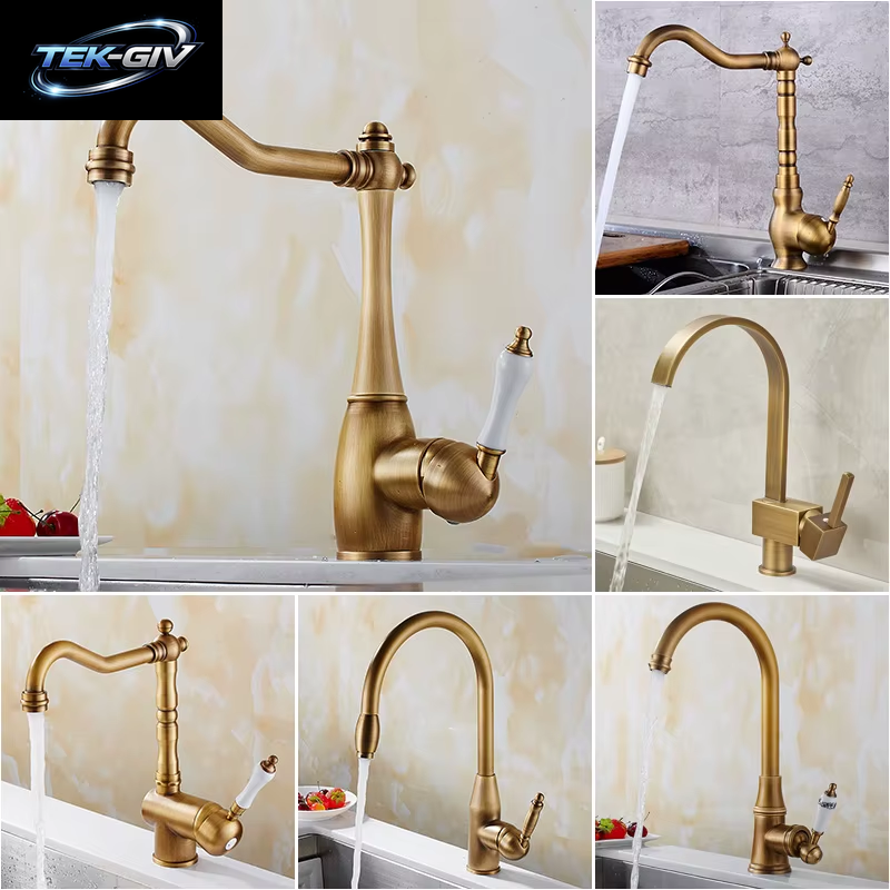 Antike Bronze Küchen Armaturen 360 Drehen Drehbaren Wasserhahn Heißes Kaltes Wasser Leitungs Mischer Küchen Spüle Wasserhahn Elk331