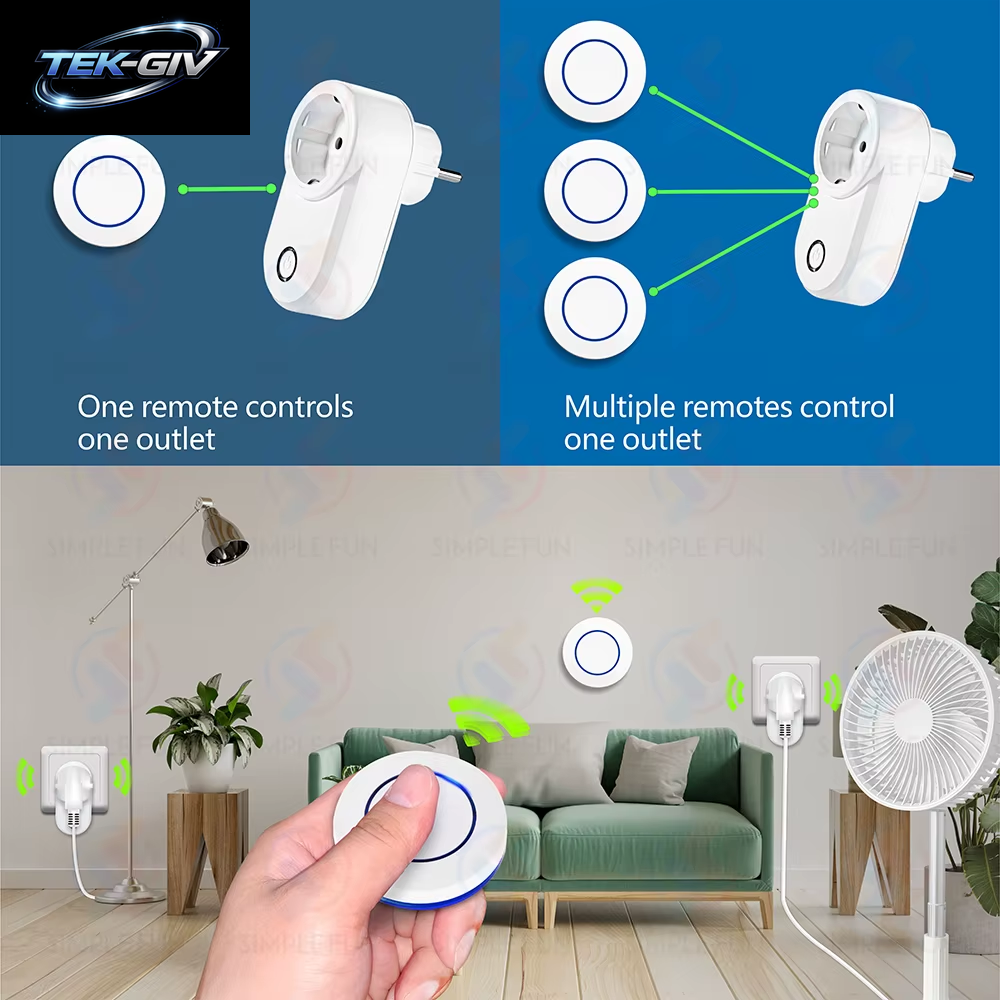 Drahtlose Fernbedienungssteckdose 220 V 110 V EU FR Smart Plug, 50 M Reichweite, Steckdose 15 a Für Haushaltsgeräte-Lichtventilator